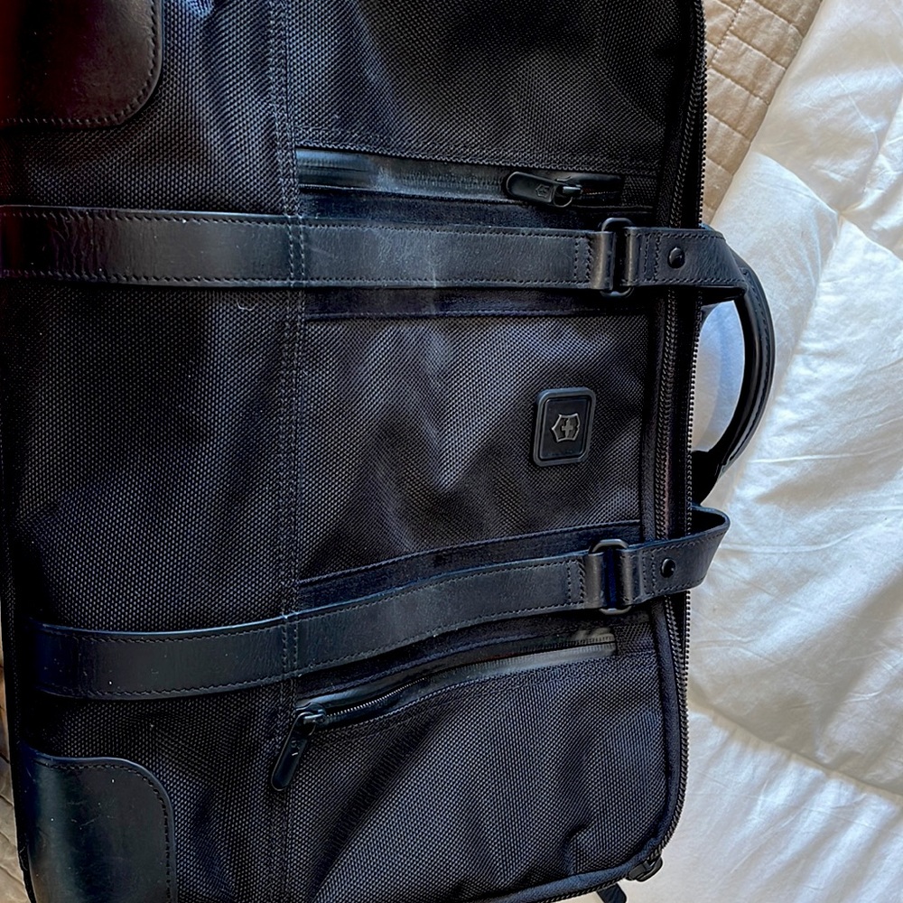Victoronox Black Nylon Briefcase- Used once! Has Strap, & 3Large Zipped pockets.